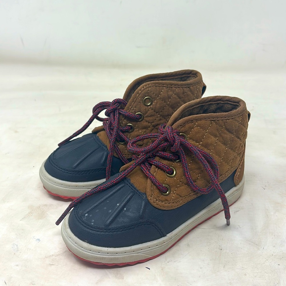 OshKosh B'gosh Toddler rain boot shoes size 8 navy/brown